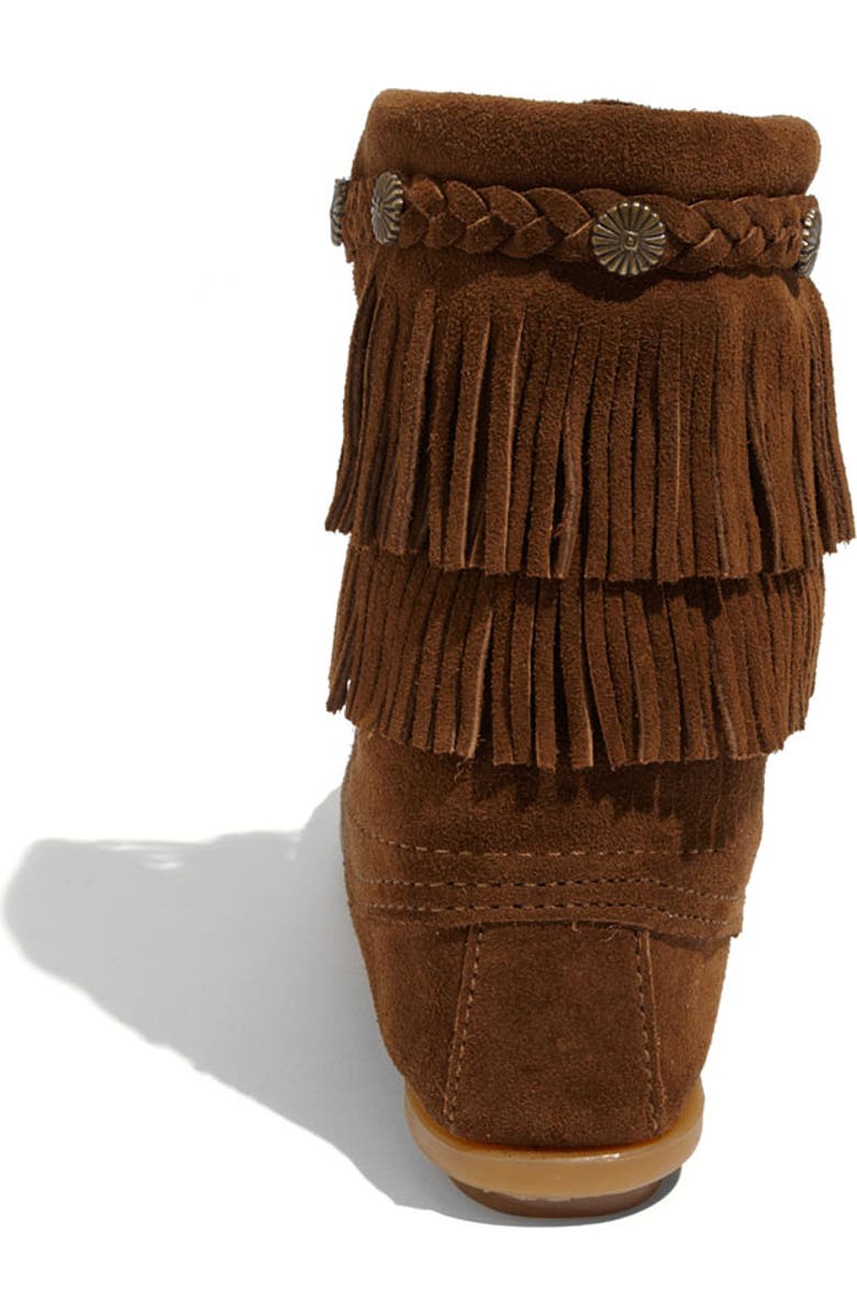 Minnetonka 'Tramper' Double Fringe Moccasin Boot, Alternate, color,