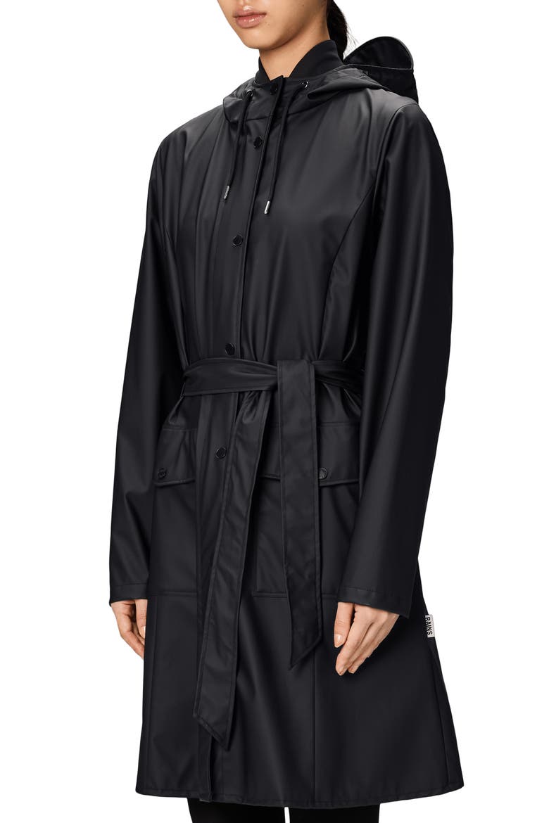 Curve Waterproof Belted Jacket, Alternate, color, BLACK