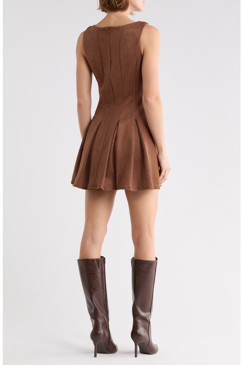 Faux Suede A-Line Minidress, Alternate, color, BROWN