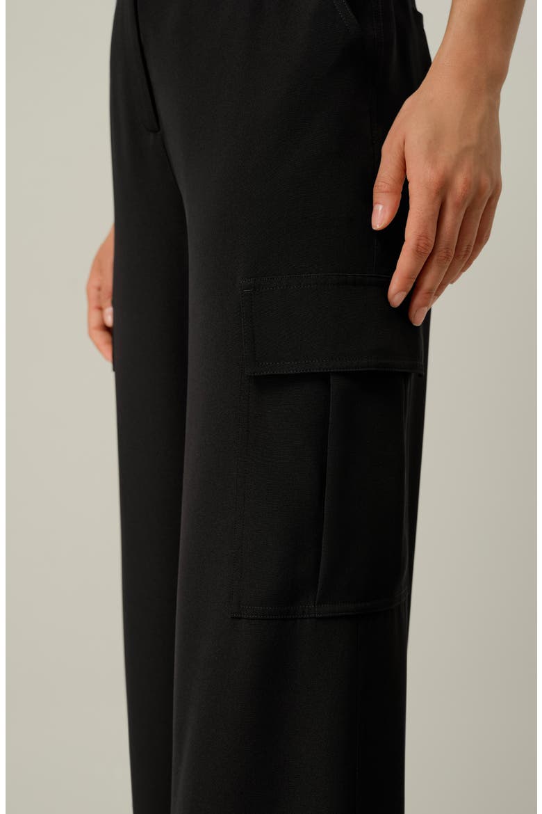 Women's Silk Crepe Cargo Pants, Alternate, color, Black