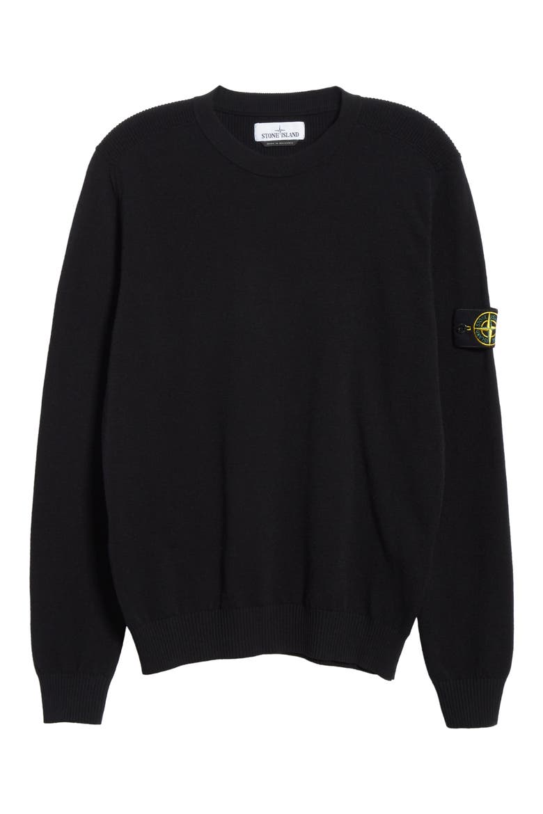 Logo Patch Wool Blend Sweatshirt, Alternate, color, BLACK