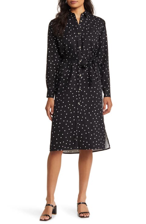 Polka Dot Long Sleeve Shirtdress