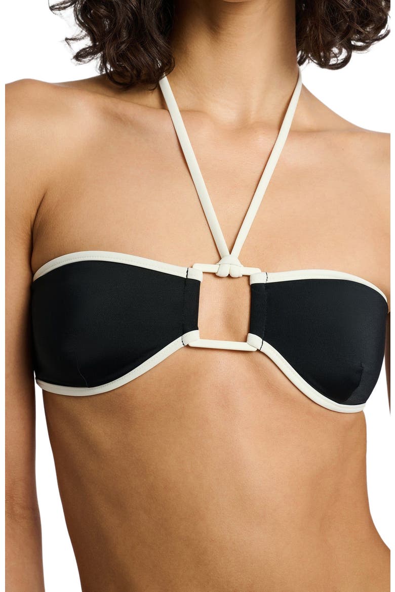 Palermo Tricot Bikini Top, Alternate, color, Black/Egret