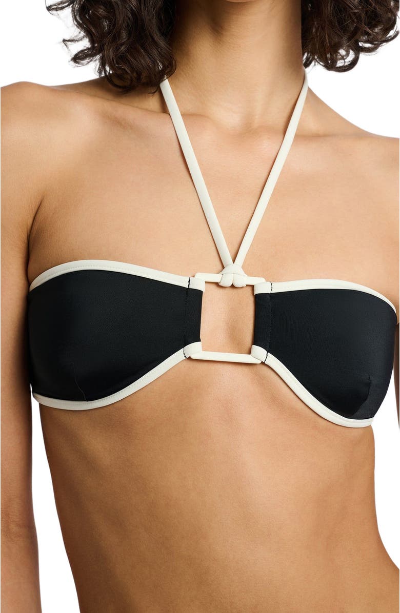 Onia Palermo Tricot Bikini Top, Alternate, color, Black/Egret