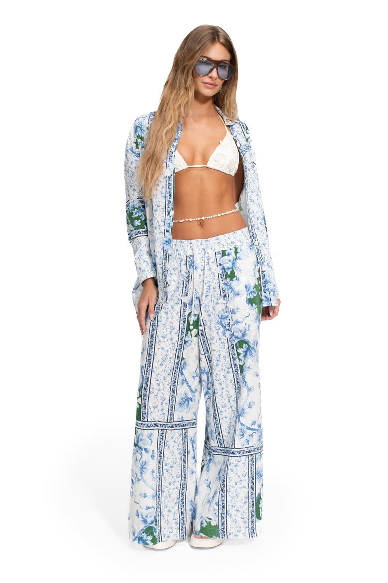 Nader Print Wide Leg Cover-Up Pants, Alternate, color, BLUE