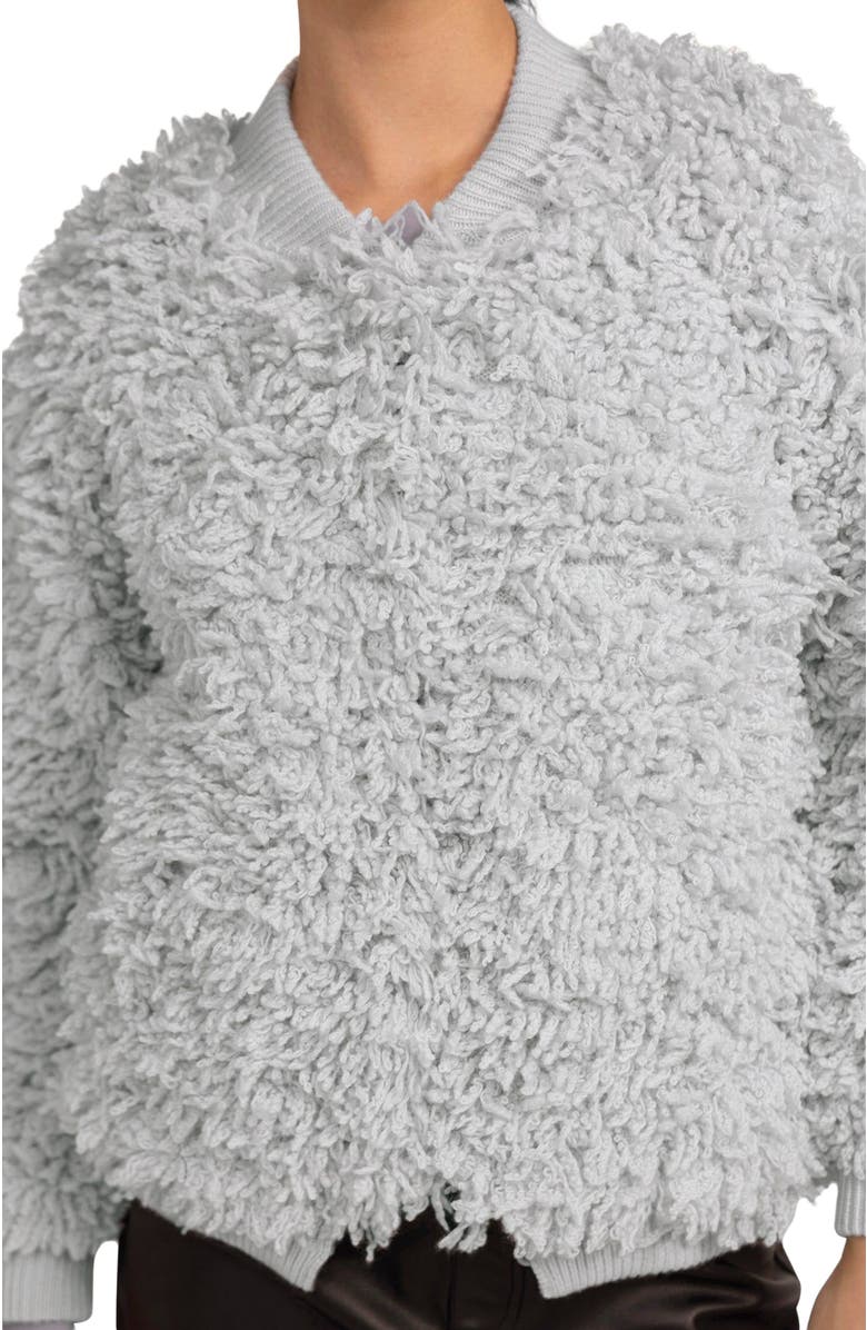 GOBI Mongolian Cashmere Loop-Stitch Cashmere Cardigan, Alternate, color, Silver Birch