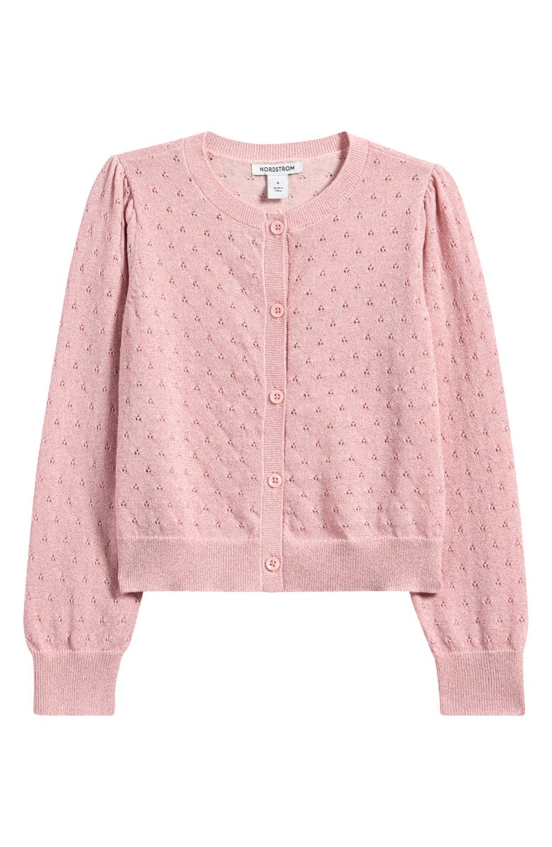 Nordstrom Kids' Pointelle Sparkle Cardigan, Main, color, 
