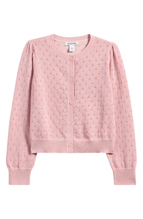 Kids' Pointelle Sparkle Cardigan (Toddler, Little Kid & Big Kid)
