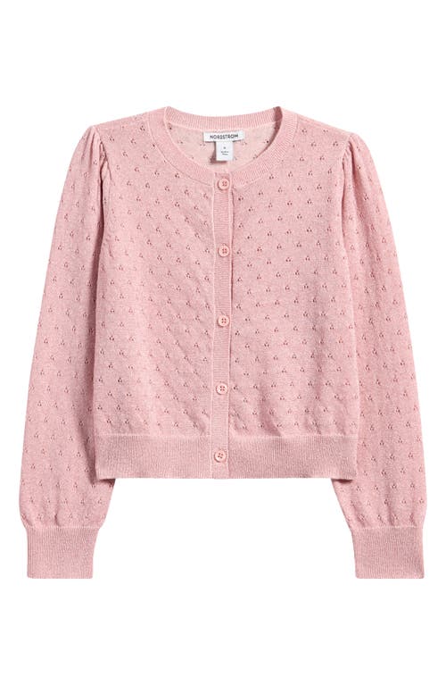 Nordstrom Kids' Pointelle Sparkle Cardigan In Pink Lotus