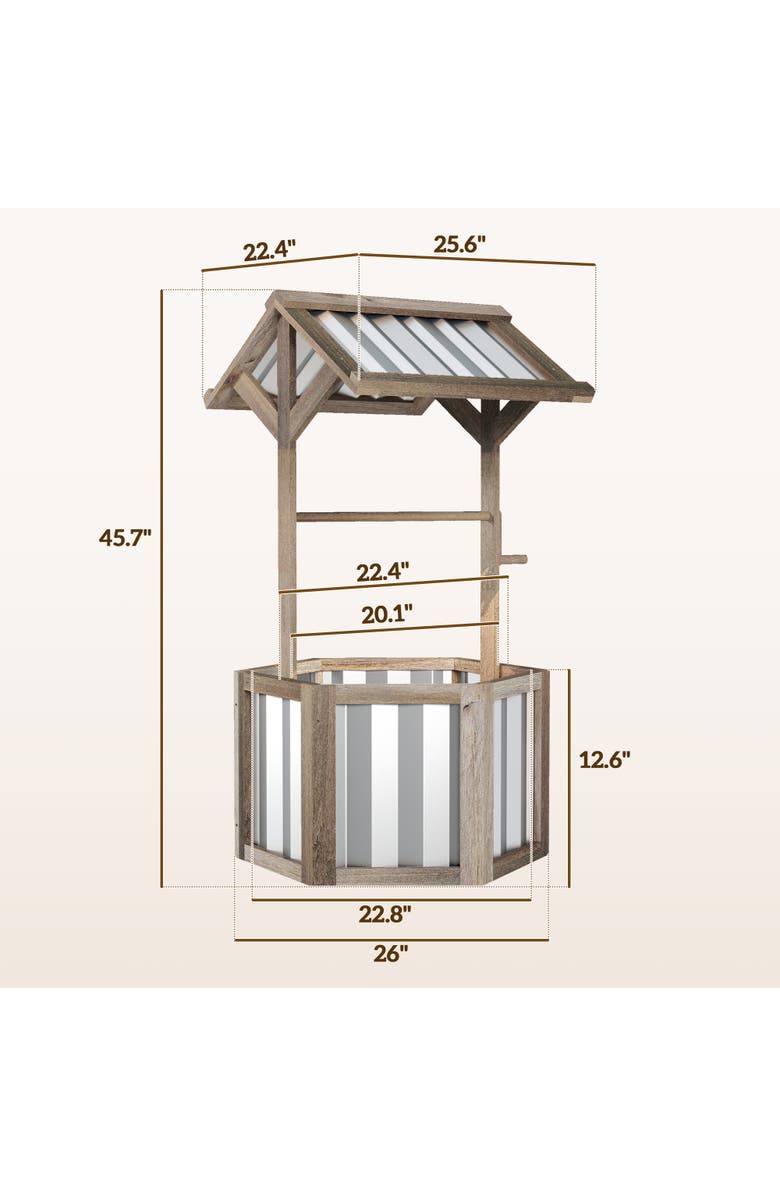 Outsunny Wooden Wishing Well Planter, Alternate, color, Light Gray
