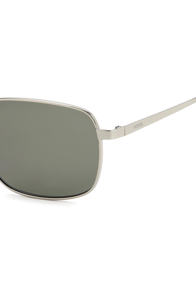 Fossil 58mm Rectangular Sunglasses, Alternate, color, Ruthenium/ Brown