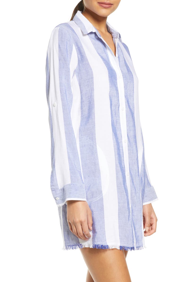 Tommy Bahama Rugby Beach Stripe Cover-Up Tunic Shirt, Alternate, color,