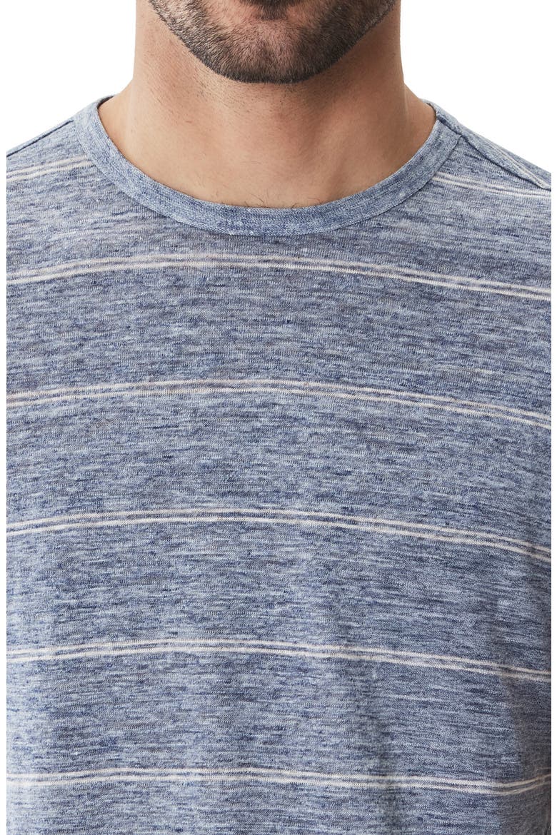 Folsom Short Sleeve Stripe Linen Blend T-Shirt, Alternate, color, BLUE