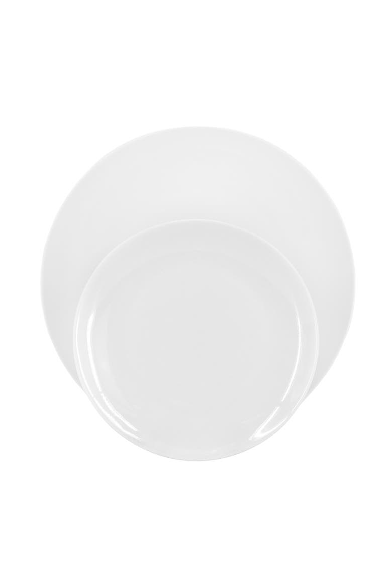Iris 32 Piece Porcelain Dinnerware Set with 2 Serving Bowls, Alternate, color, White