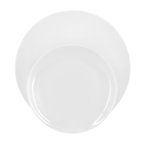 Elama Iris 32 Piece Porcelain Dinnerware Set With 2 Large Serving Bowls In White