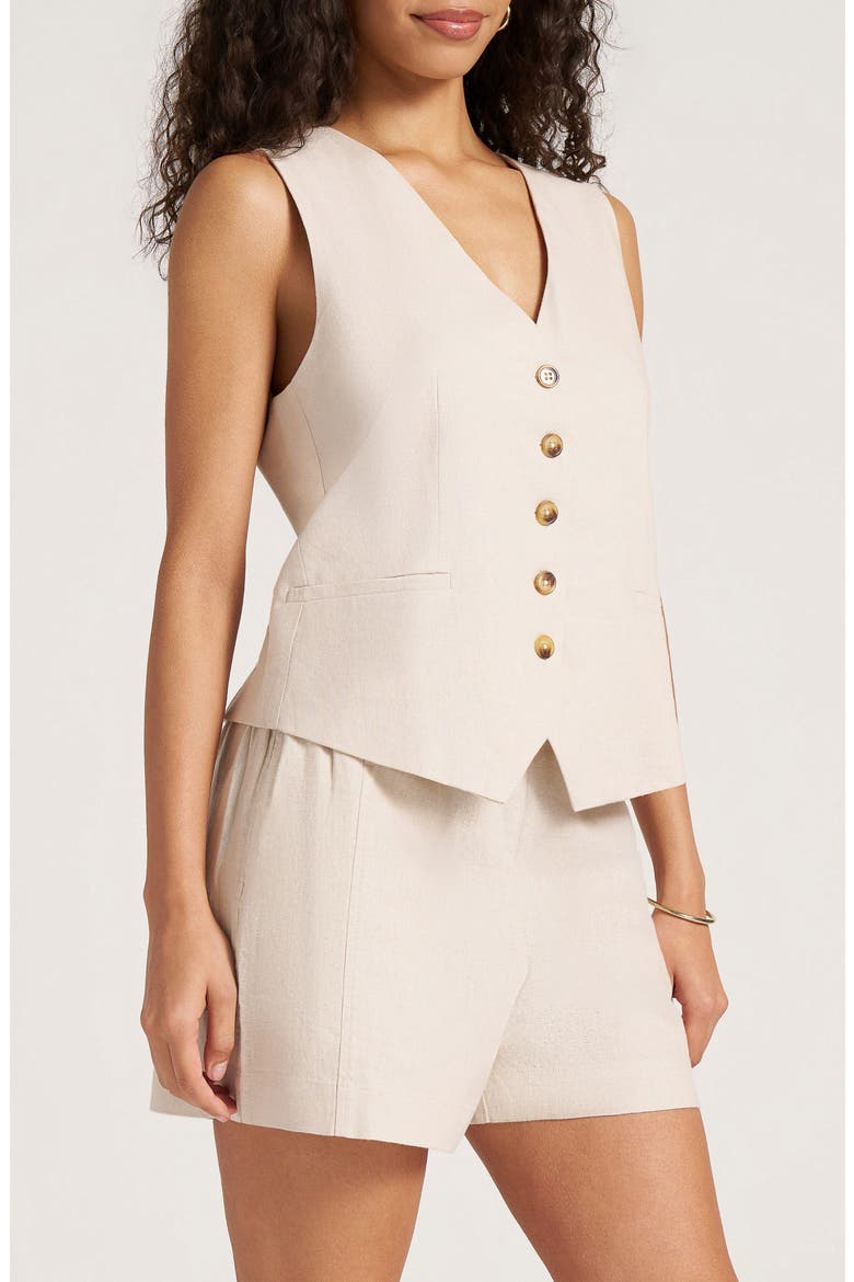Davenport Linen Blend Vest, Alternate, color, SAND