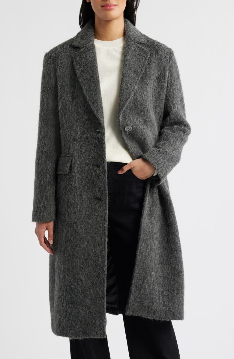 Michael Kors Fitted Longline Coat, Alternate, color, Med Grey Heather