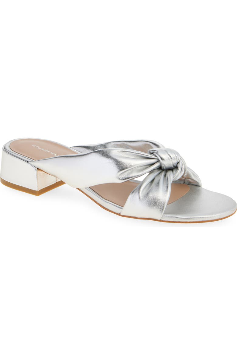 Stuart Weitzman Playa 35 Knot Slide Sandal, Main, color, Silver