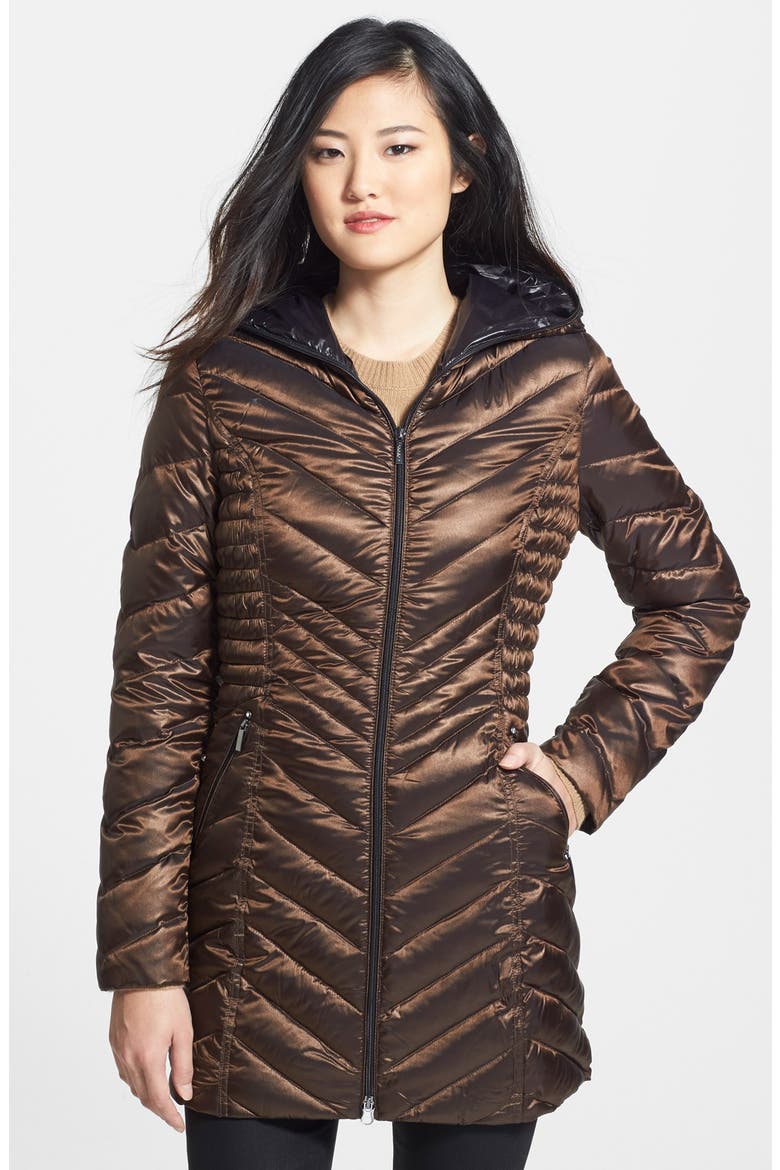 Hooded Packable Down Coat, Main, color, ANTIQUE BRONZE