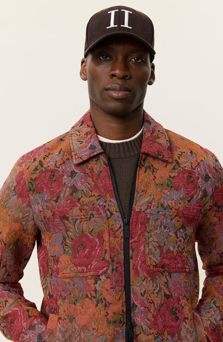 Les Deux Marseille Floral Jacquard Jacket, Alternate, color, Red Dahlia