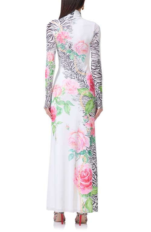 AFRM AFRM SONYA PRINT LONG SLEEVE SHEER MESH MAXI DRESS 