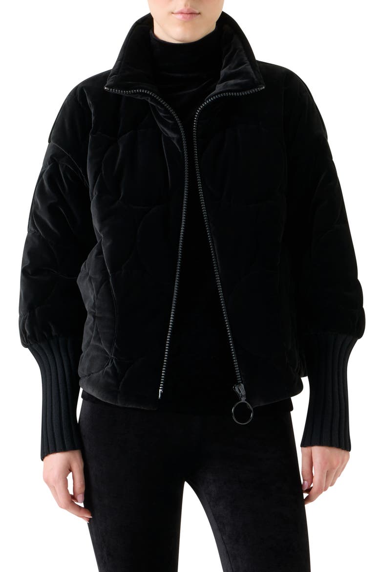 Quilted Velvet Jacket, Main, color, BLACK