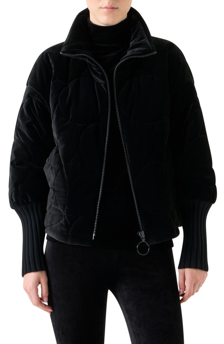 Akris punto Quilted Velvet Jacket, Main, color, Black