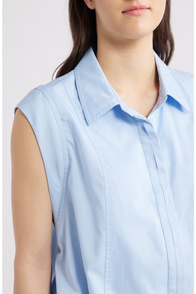 Cap Sleeve Button-Up Shirt, Alternate, color, HIGH SKY BLUE