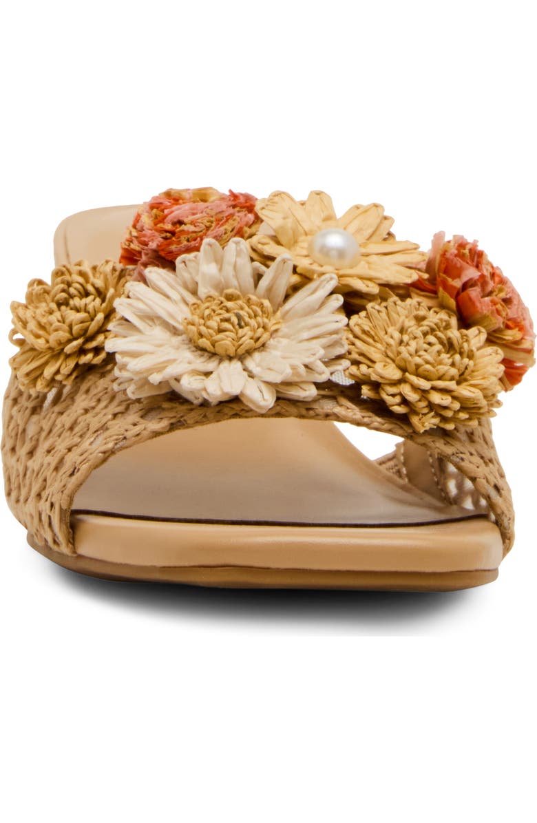 Anne Klein Dia Straw Flower Slide Sandal, Alternate, color,