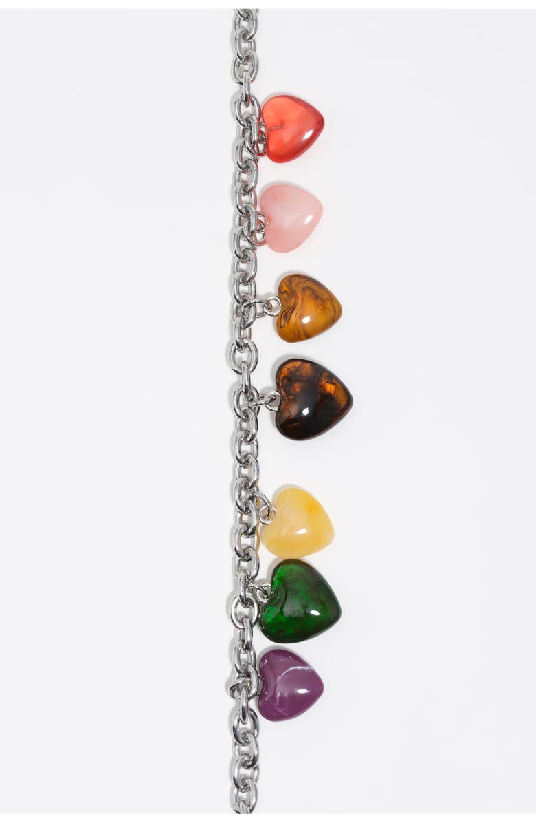 Bimba y Lola Multicolor Resin Hearts Necklace, Alternate, color, Green