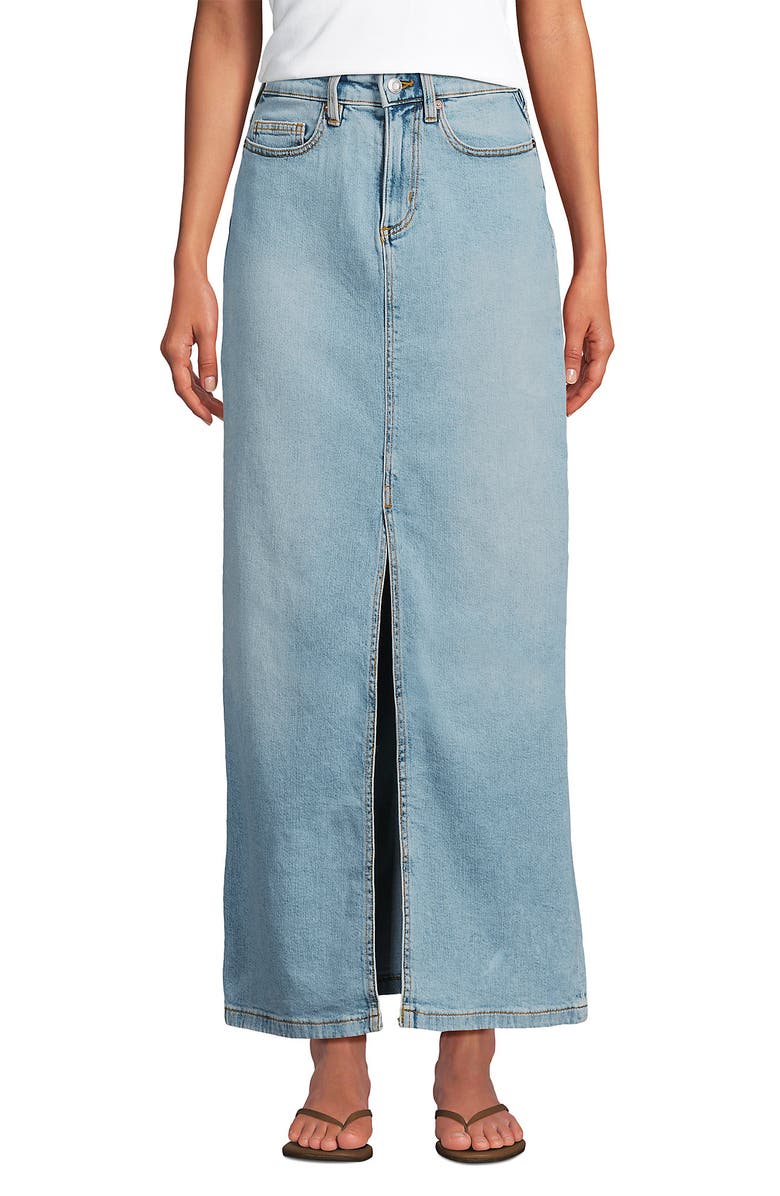 Lands
 End Soft Denim Maxi Skirt, Main, color, Breeze Blue Wash