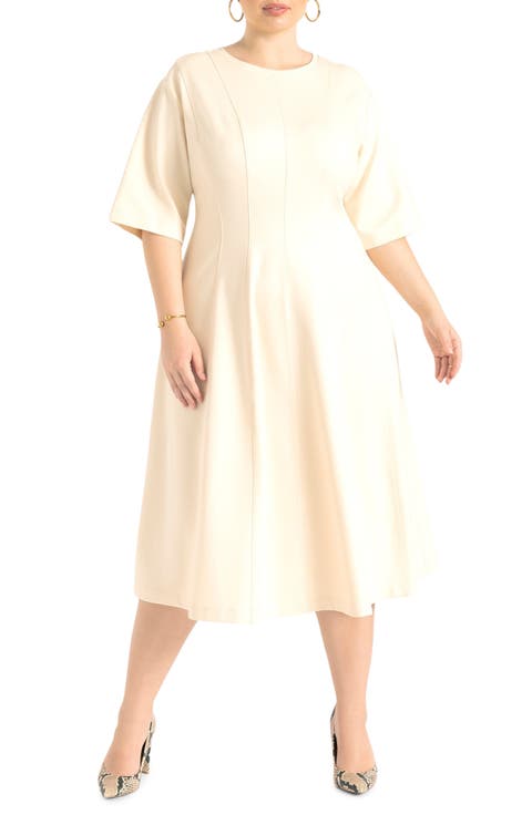 Seam Detail Ponte Workwear Midi Dress