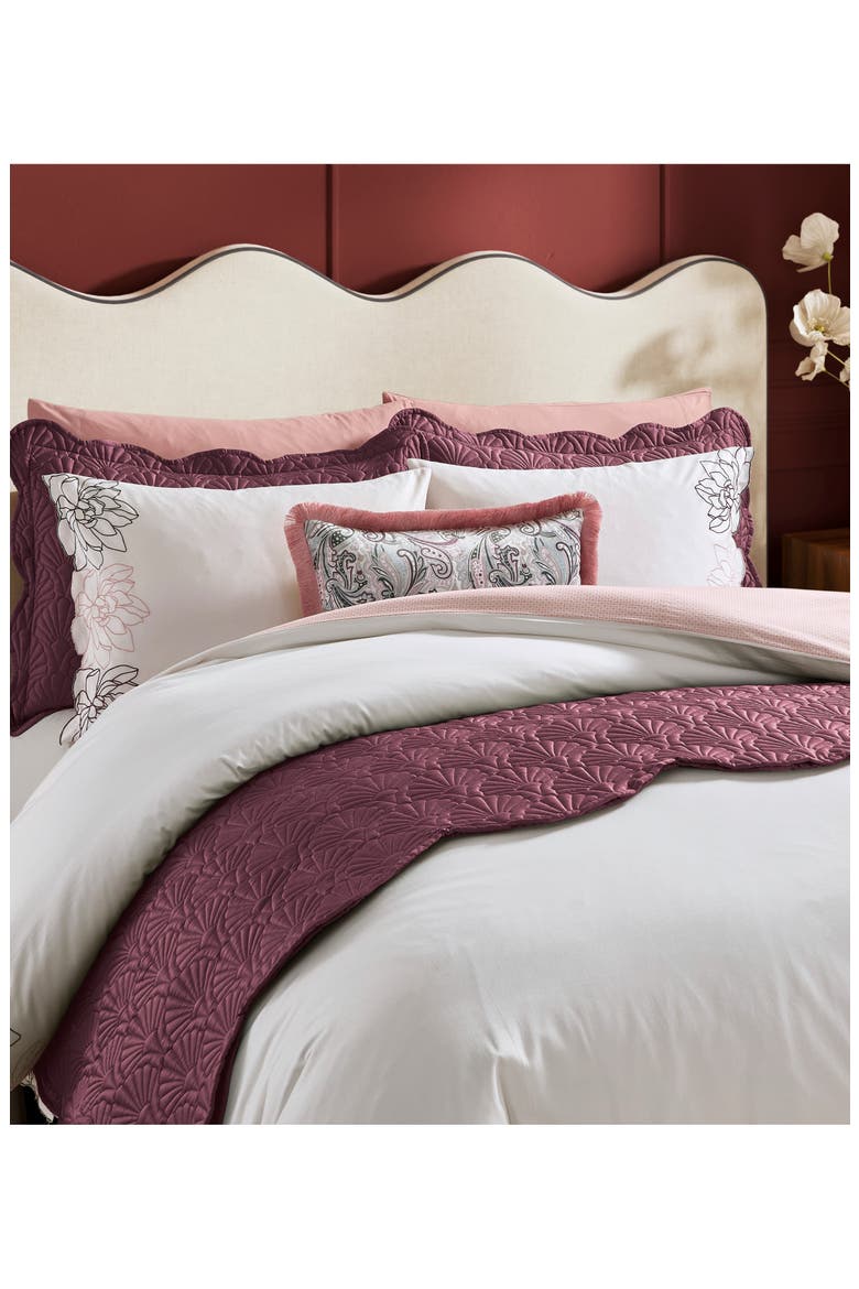 Magnolia Embroidered Duvet Cover & Pillow Shams Set, Alternate, color, BRIGHT WHITE