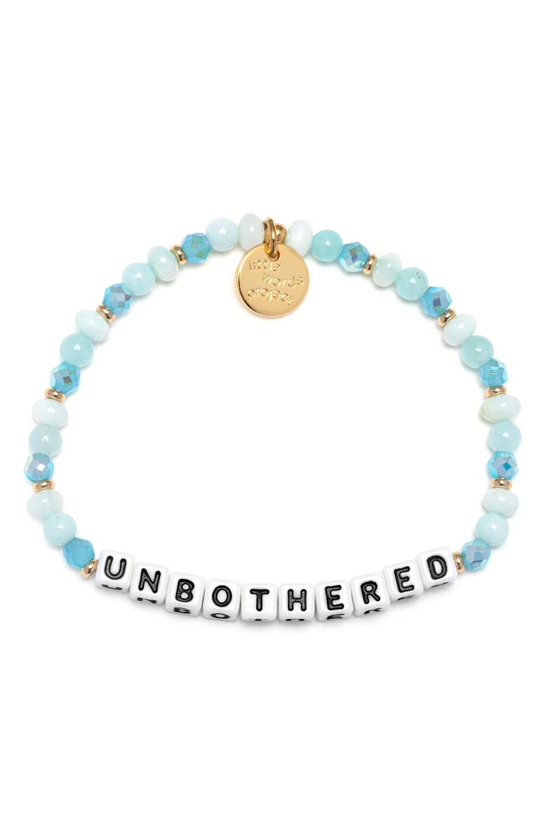 Little Words Project Unbothered Beaded Stretch Bracelet, Main, color, Blue