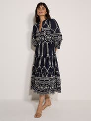 Apricot Contrast Broderie Anglaise Midi Dress