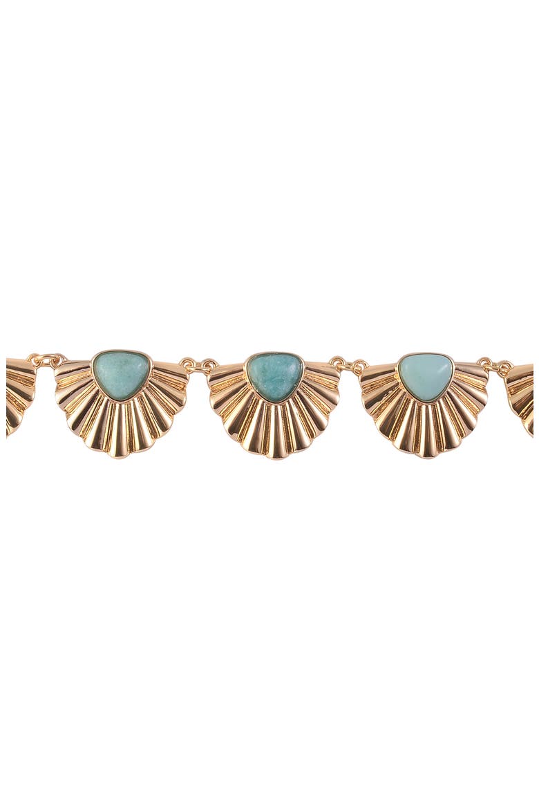 Cabochon Fan Frontal Necklace, Alternate, color, GOLD