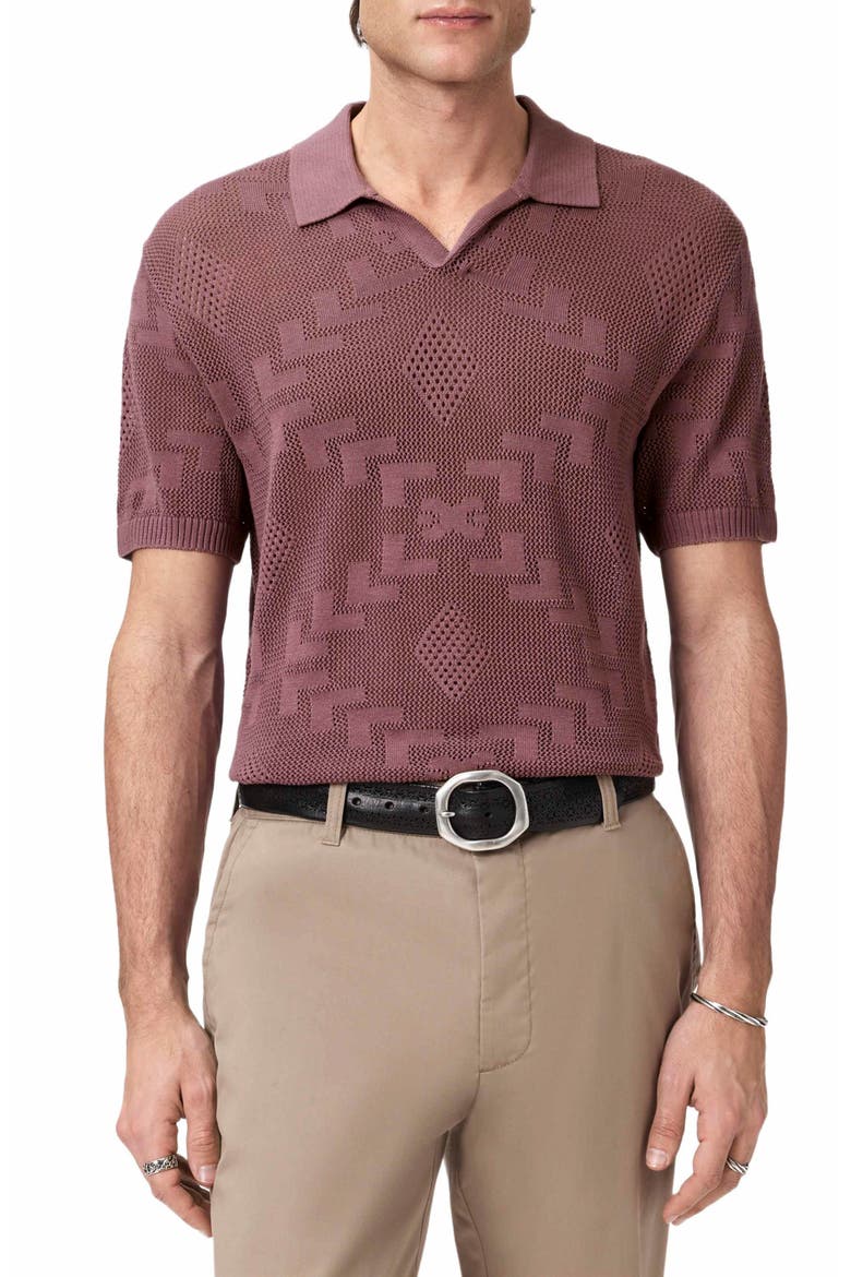 Corso Organic Cotton Diamond Crochet Polo, Alternate, color, SMOKE AMETHYST
