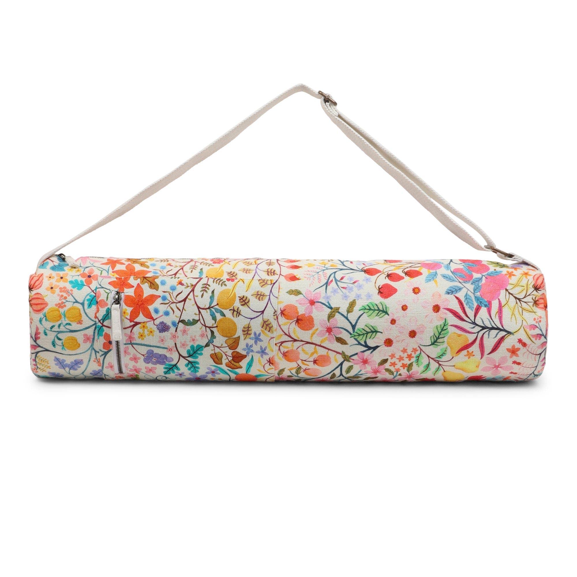 Vismaya Flourishing Floral Yoga Mat Bag, Main, color, White Floral