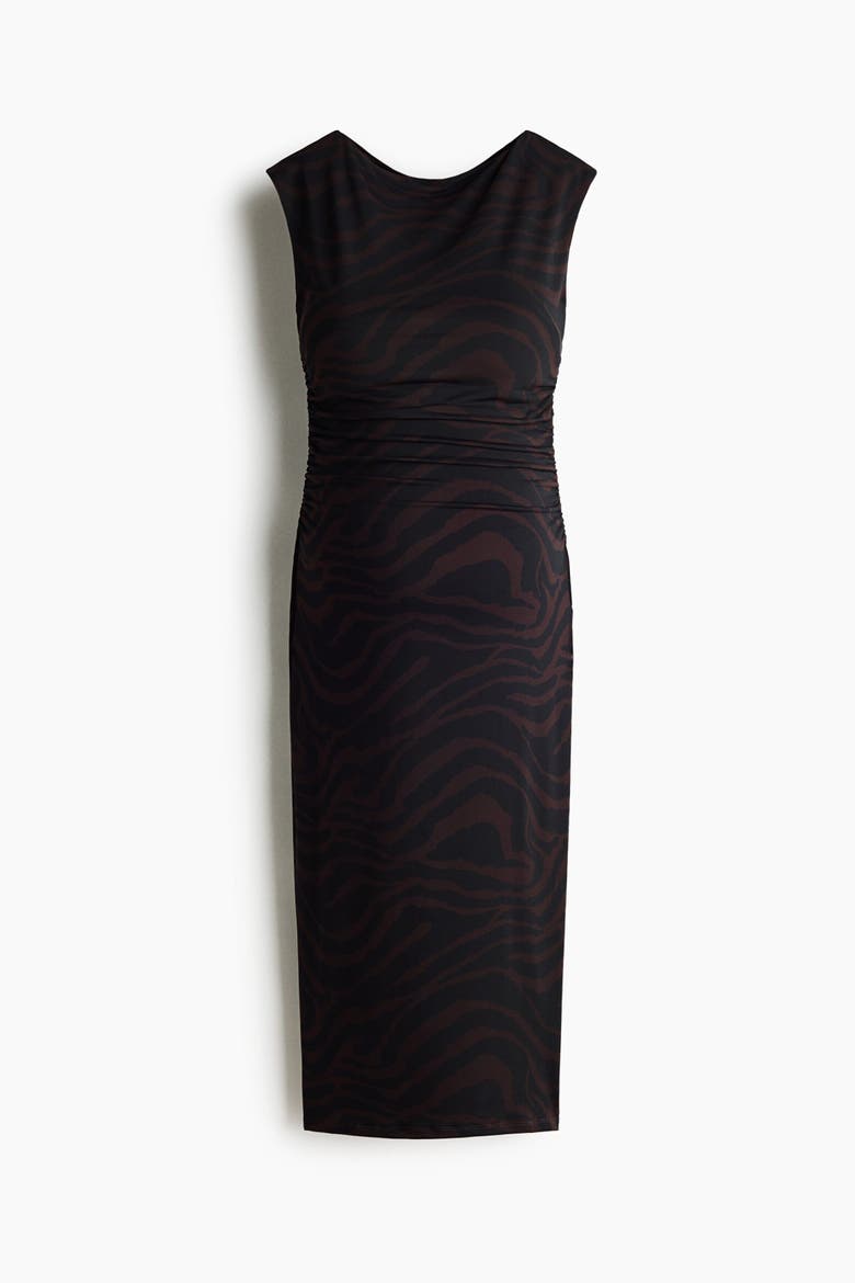 Mama Cap-sleeved Dress, Alternate, color, Dark brown/zebra print