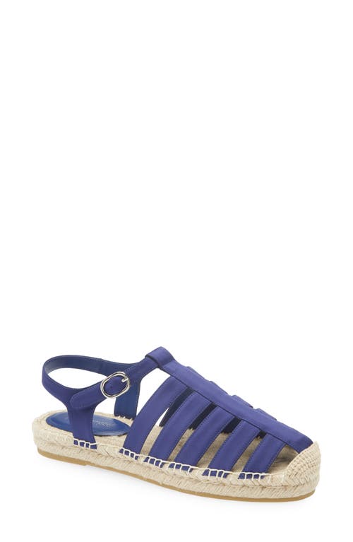 Jeffrey Campbell Tan Lines Espadrille Fisherman Sandal In Navy Satin