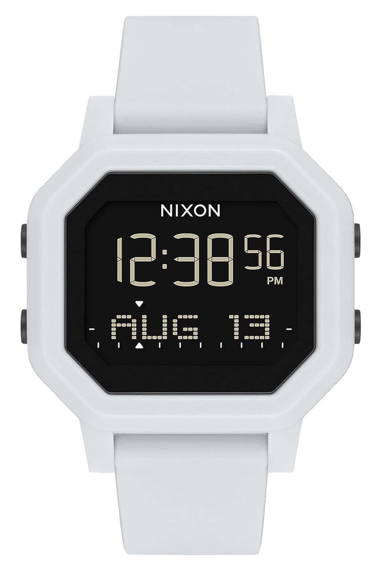 Siren Digital Recycled Plastic Strap Watch, 36mm, Main, color, WHITE