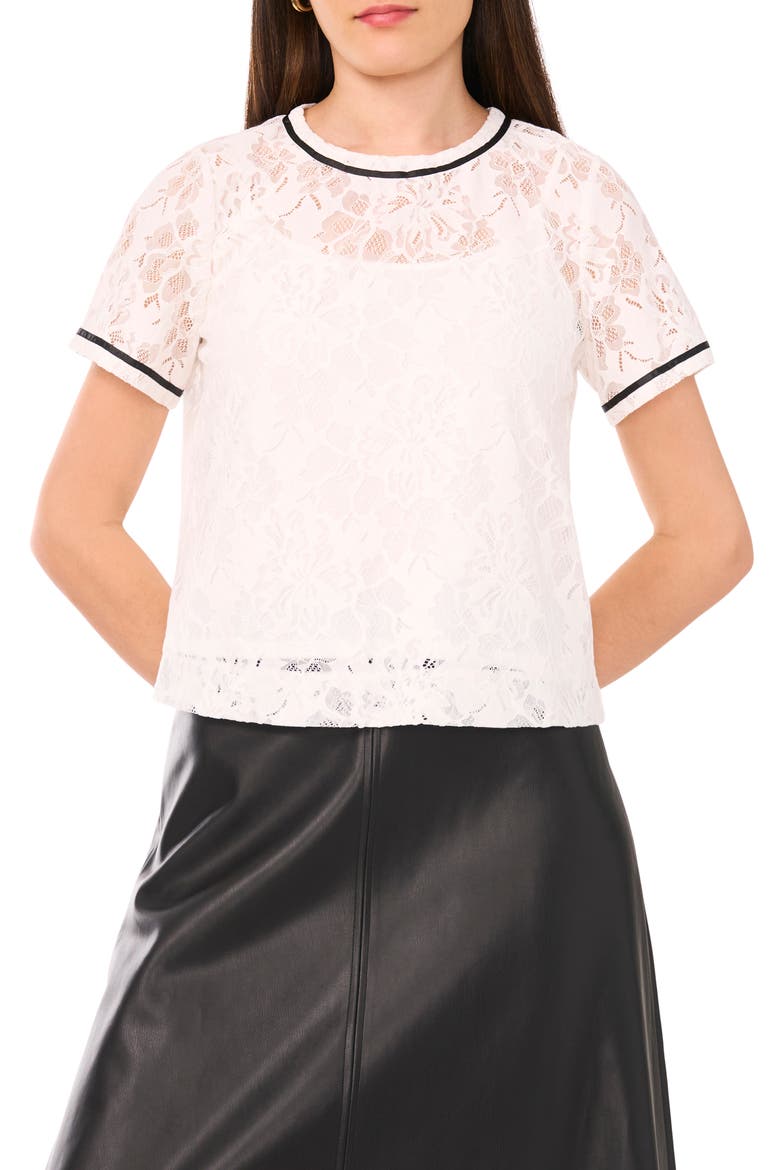 Lace Crewneck Top, Main, color, NEW IVORY