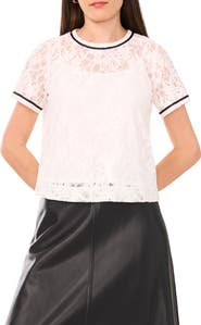 Vince Camuto Lace Crewneck Top