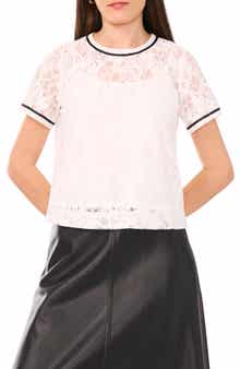 Vince Camuto Lace Crewneck Top