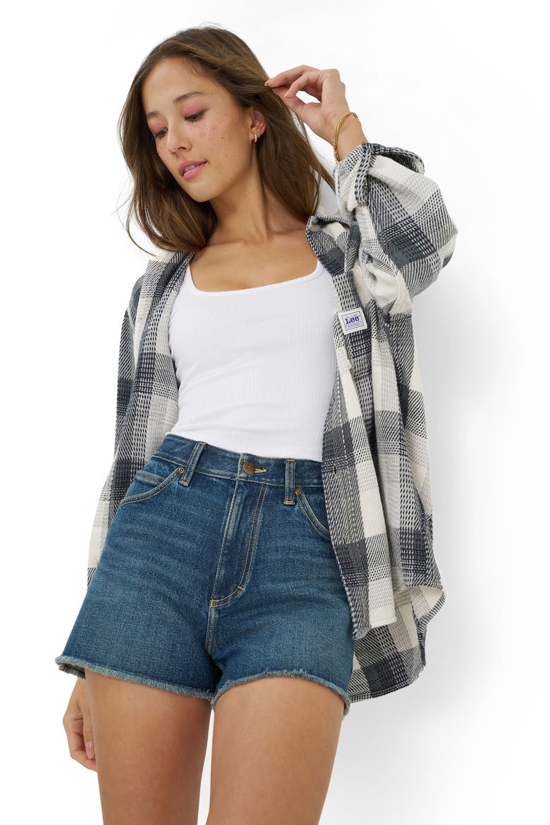 Denim Cutoff Shorts, Alternate, color, MID COOLDOWN