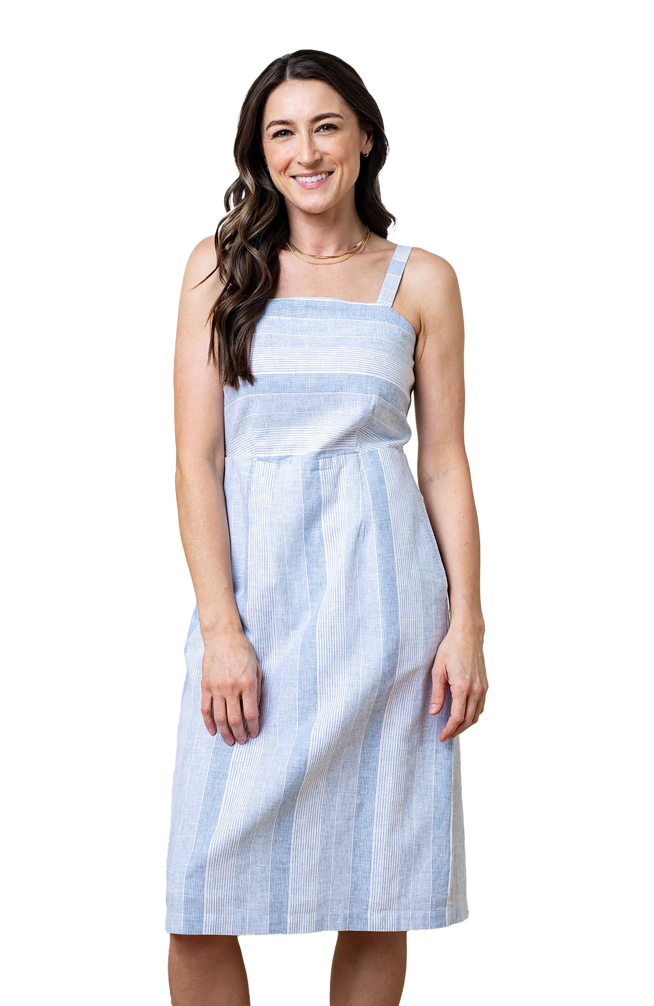 selected Blue Ombre Stripe Linen