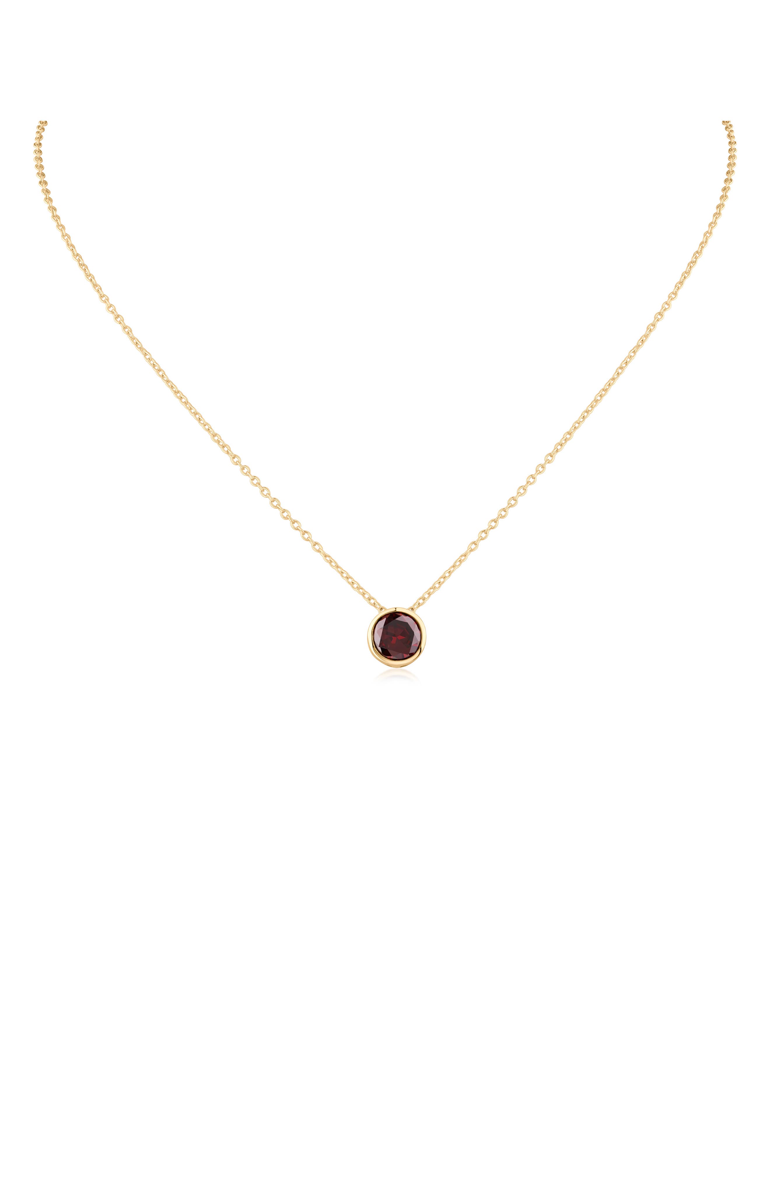 Birthstone Cubic Zirconia Bezel Pendant Necklace