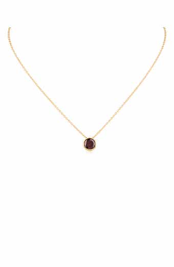 Birthstone Cubic Zirconia Bezel Pendant Necklace
