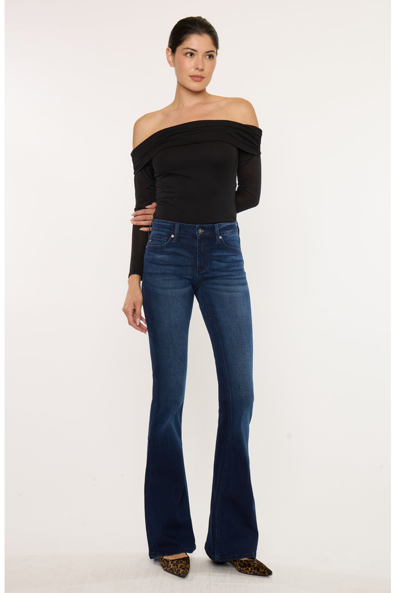 Trisha Mid Rise Classic Flare Jeans, Alternate, color, Dark Wash