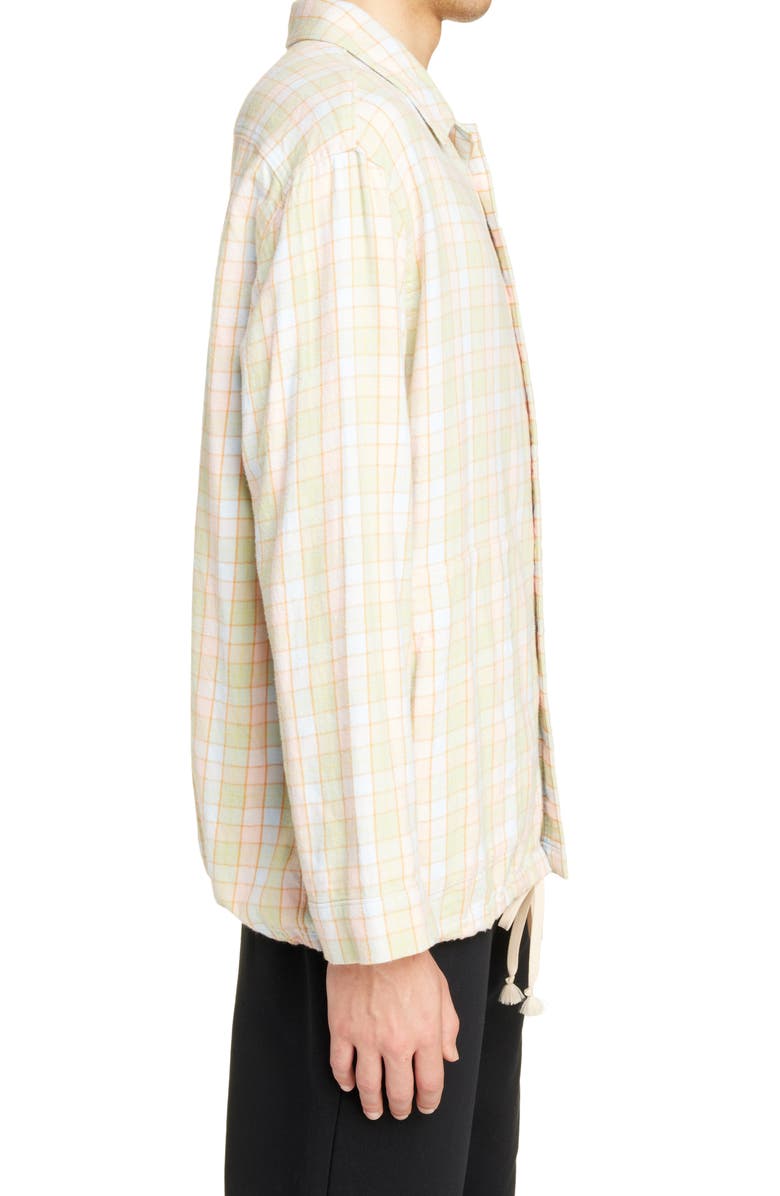 Acne Studios Face Patch Check Organic Cotton Flannel Button-Up Shirt, Alternate, color, 